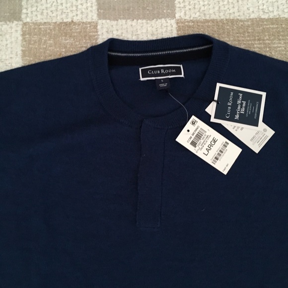 NWT Club Room Merino Wool Blend Sweater Navy Blue Size L - Picture 4 of 9